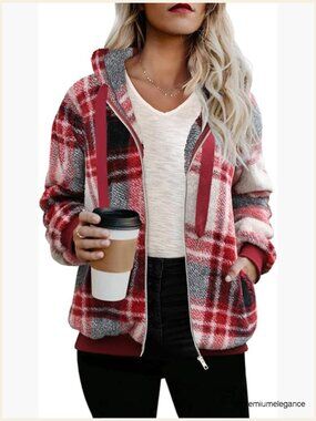 Womens Sherpa Jacket Fuzzy Zip Up Hoodie Oversized Fleece Jacket Fluffy Coat